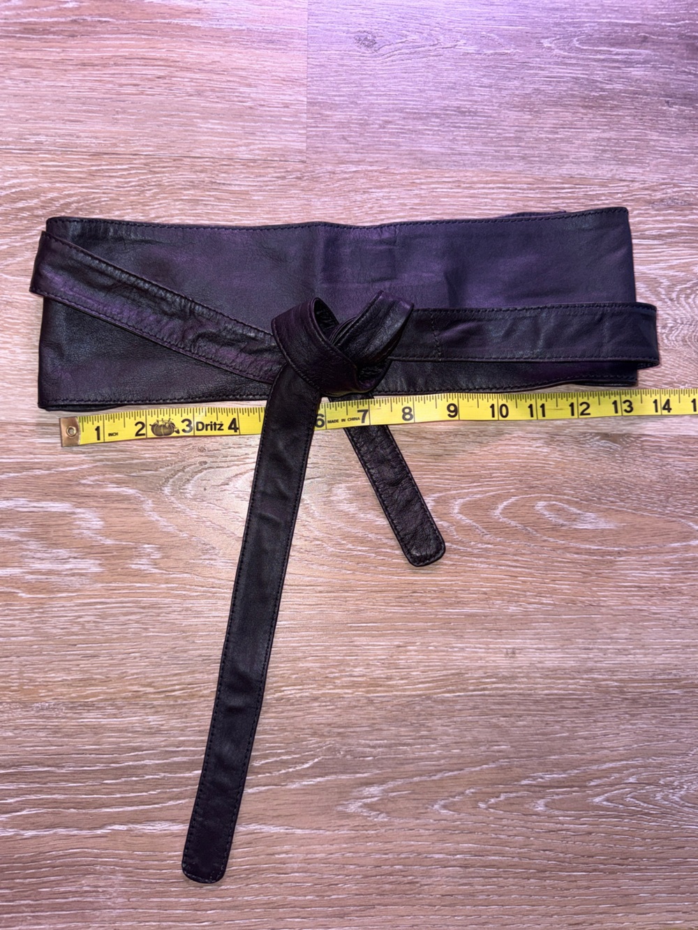 ASOS Women Black Real Leather Obi Wrap Belt with Tie Size XXS